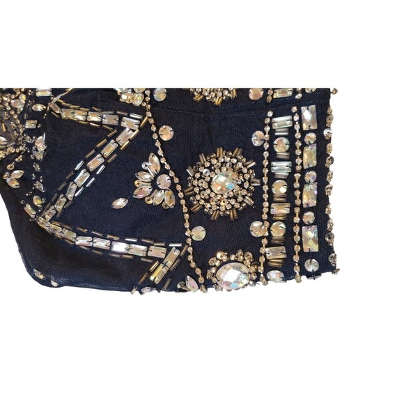 B.Darlin Juniors' BLUE HALTER NECK RHINESTONE BEADED CROPPED TOP SIZE 5/6 Vegas - Picture 8 of 16